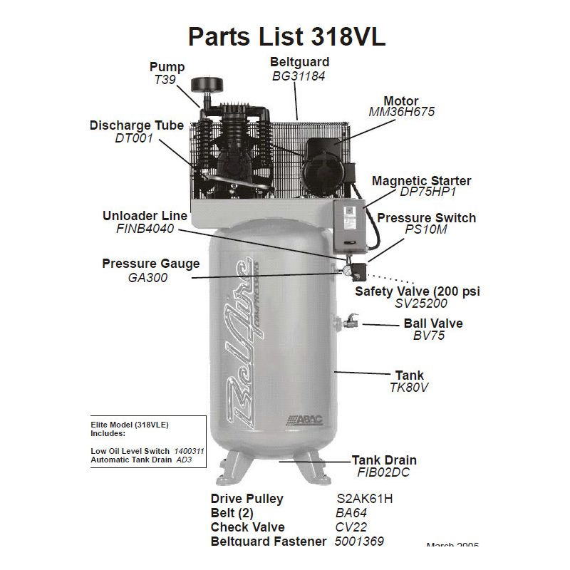 BelAire 318VLE 7.5 HP Two-Stage Air Compressor - 80 Gallon BelAire 318VLE 7.5 HP Two-Stage Air Compressor - 80 Gallon