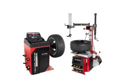 APEX AT26A and AB28 tire changer wheel balancer combo with pneumatic assist tower