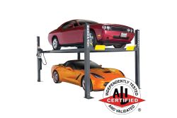 HD-9 9000-lb four-post lift, SKU 5175861. ALI certified strength built for serious garage storage.