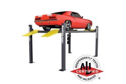 HD-9ST 9000-lb narrow four-post lift, SKU 5175860. ALI certified strength for serious garage stacking.