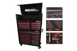 BoxoUSA 45-inch Pro Series loaded tool box combo with top and bottom cabinets