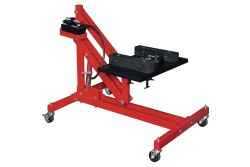 Norco 72674 power train lift model 6010214 with hydraulic foot pump, adjustable saddle, and swivel casters for engine removal.