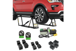 QuickJack 6000TLX Extended-Length Portable Car Lift Bundle includes portable lift, pinch-weld blocks, and wall hangers