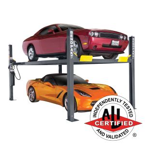HD-9 9000-lb four-post lift, SKU 5175861. ALI certified strength built for serious garage storage.