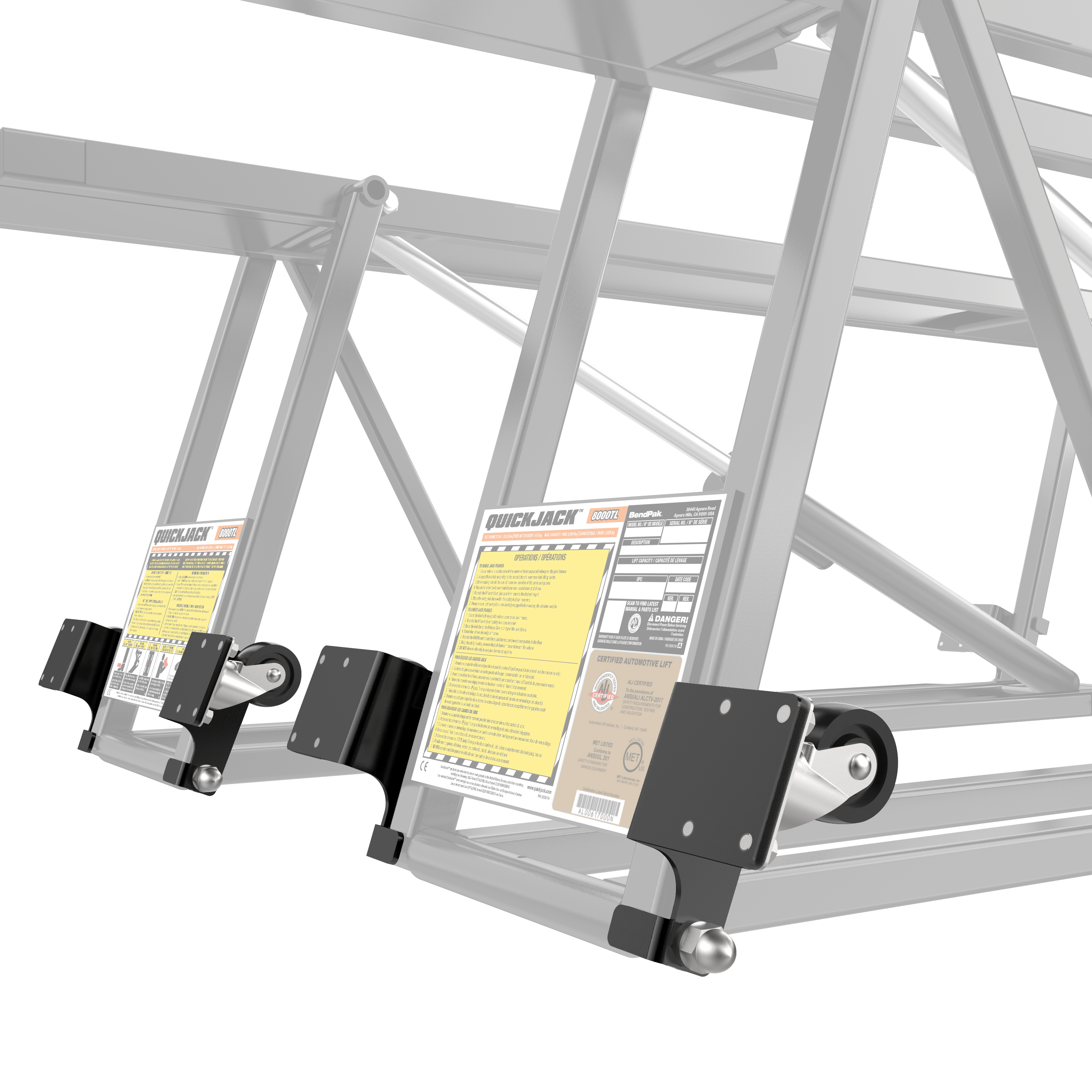 QuickJack portable car lift with factory Caster Kit installed