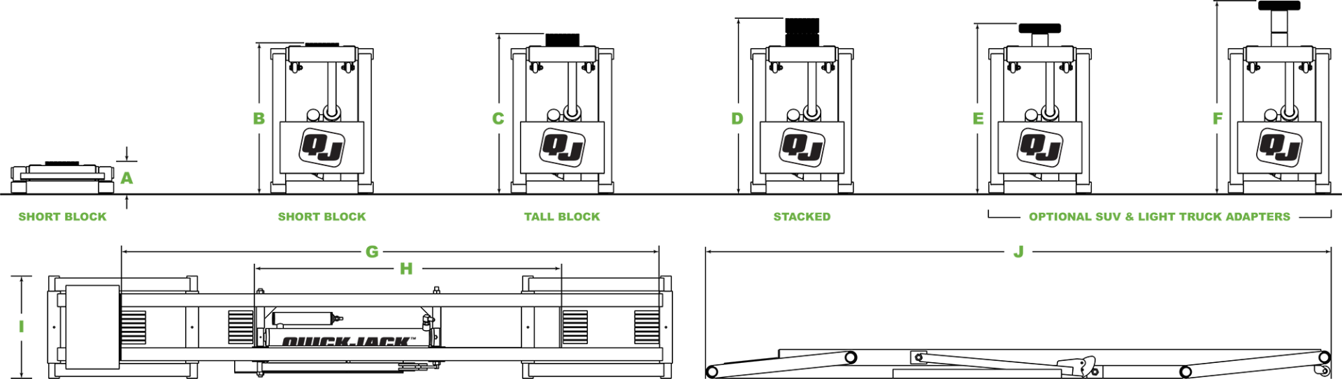 6000TL Portable Car Lift Bundle 12 QuickJack specifications diagram