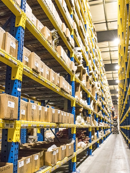 Automotive equipment in a warehouse